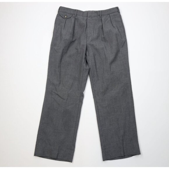 Vintage 70s Ralph Lauren Mens 34x29 Wool Knit Wide Leg Chino Pants Gray USA